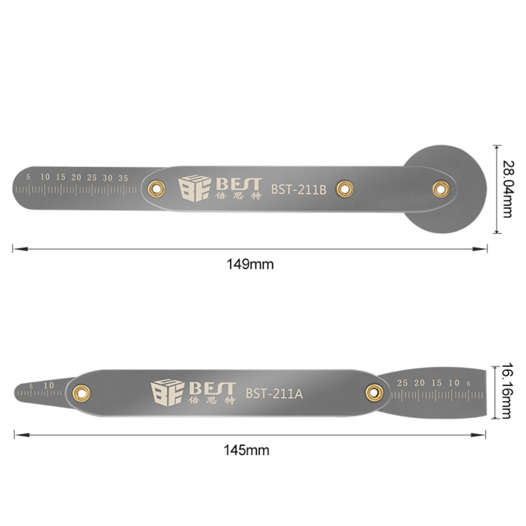 BEST BST-211A/B Universal Mobile Phone Repair Opener Tool Metal Disassemble Crowbar Metal Steel Pry Tool Set, 211A/B Crowbar