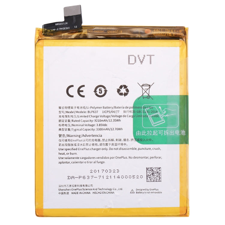 3210mAh for OnePlus 5 Rechargeable Li-Polymer Battery, For OnePlus 5
