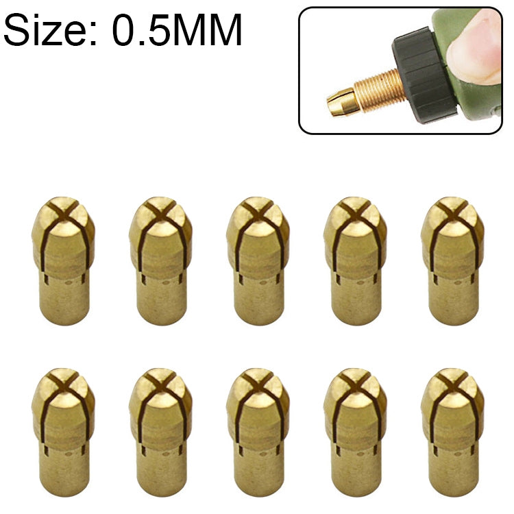 10 PCS Three-claw Copper Clamp Nut for Electric Mill Fittings，Bore diameter: 0.5mm, Bore diameter: 0.5mm
