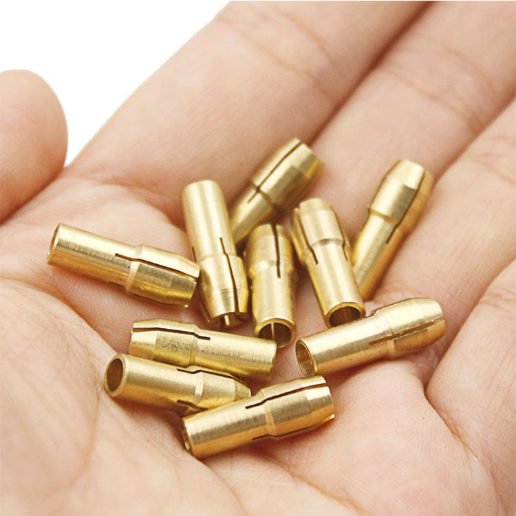 10 PCS Three-claw Copper Clamp Nut for Electric Mill Fittings，Bore diameter: 0.5mm, Bore diameter: 0.5mm
