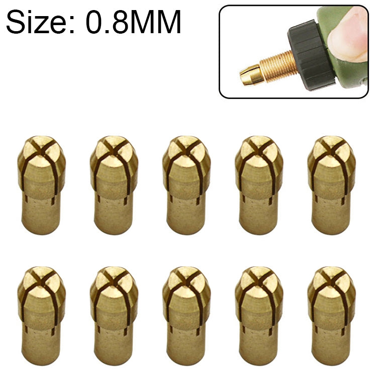 10 PCS Three-claw Copper Clamp Nut for Electric Mill Fittings，Bore diameter: 0.8mm, Bore diameter: 0.8mm