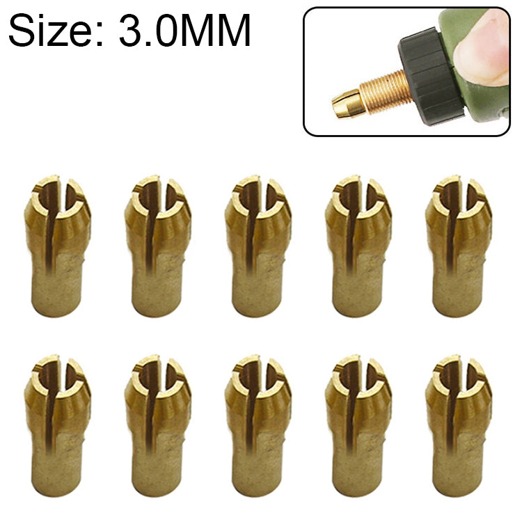 10 PCS Three-claw Copper Clamp Nut for Electric Mill Fittings，Bore diameter: 3.0mm, Bore diameter: 3.0mm