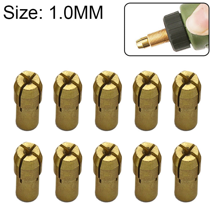 10 PCS Three-claw Copper Clamp Nut for Electric Mill Fittings，Bore diameter: 1.0mm, Bore diameter: 1.0mm