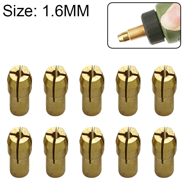 10 PCS Three-claw Copper Clamp Nut for Electric Mill Fittings，Bore diameter: 1.6mm, Bore diameter: 1.6mm