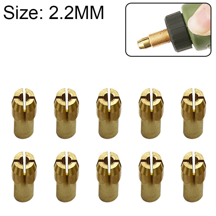 10 PCS Three-claw Copper Clamp Nut for Electric Mill Fittings，Bore diameter: 2.2mm, Bore diameter: 2.2mm
