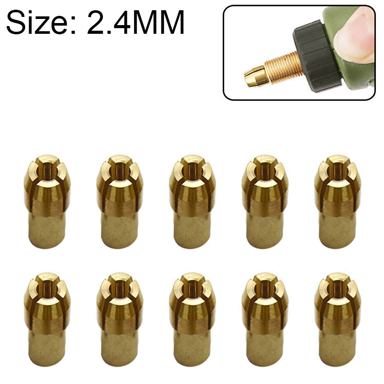 10 PCS Three-claw Copper Clamp Nut for Electric Mill Fittings，Bore diameter: 2.4mm, Bore diameter: 2.4mm