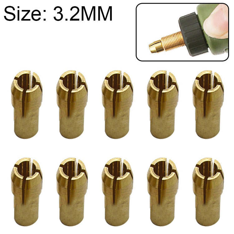 10 PCS Three-claw Copper Clamp Nut for Electric Mill Fittings，Bore diameter: 3.2mm, Bore diameter: 3.2mm