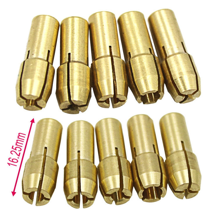 10 in 1 Three-claw Copper Clamp Nut for Electric Mill Fittings，Bore diameter: 0.5-3.2mm, Bore diameter: 0.5-3.2mm