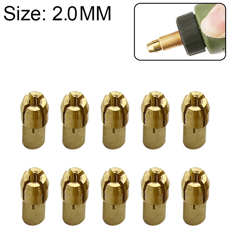 10 PCS Three-claw Copper Clamp Nut for Electric Mill Fittings，Bore diameter: 2.0mm, Bore diameter: 2.0mm