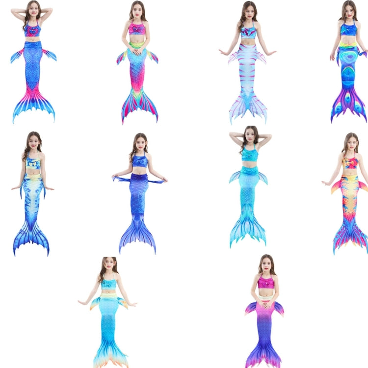 3 PCS / Sets Children Swimming Mermaid Tails Bikini Cosplay Mermaid Swimwear, Size: 150, Size: 150