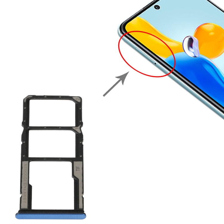 SIM Card Tray + SIM Card Tray + Micro SD Card Tray For Xiaomi Redmi Note 11S 5G, For Xiaomi Redmi Note 11S 5G
