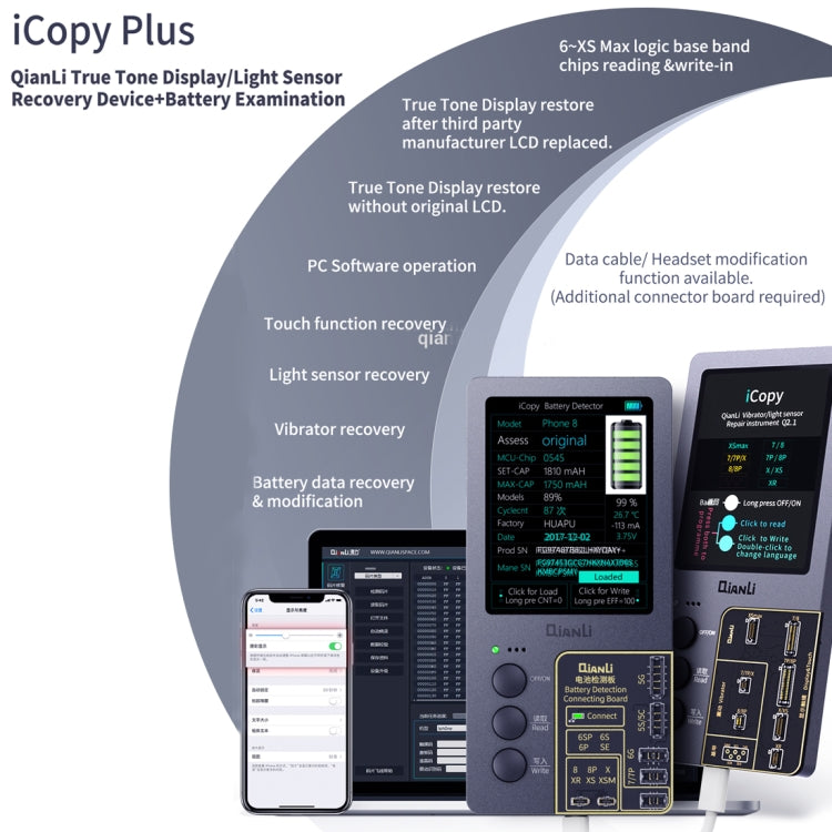 Qianli iCopy Plus 3 in 1 LCD Screen Original Color Repair Programmer For iPhone, 3 in 1 For iPhone 6-12 Series