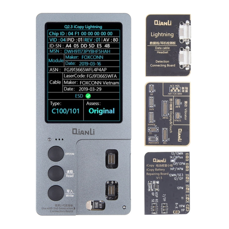 For iPhone 6 - 14 Pro Max 3 in 1 Qianli iCopy Plus 2.2 Repair Detection Programmer Set, Plug: EU, 3 in 1, 3 in 1, Plug: EU