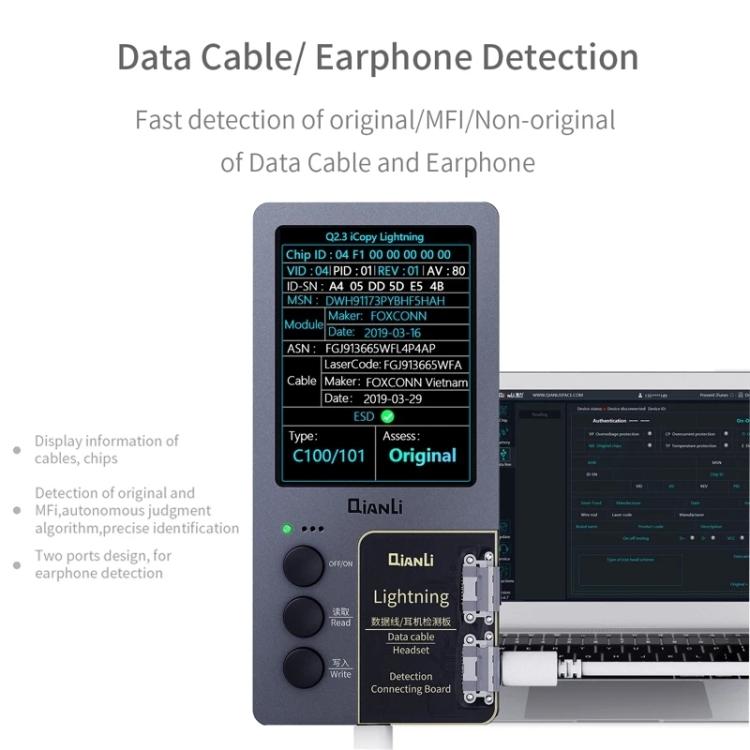 For iPhone 6 - 14 Pro Max 3 in 1 Qianli iCopy Plus 2.2 Repair Detection Programmer Set, Plug: EU, 3 in 1, 3 in 1, Plug: EU