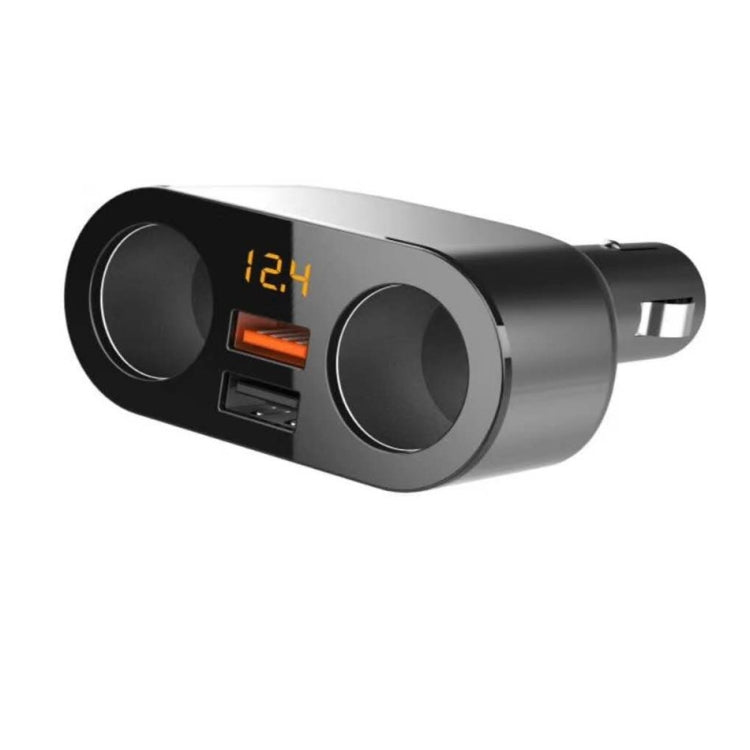 2 Cigarette Lighters + 2 USB Ports Multi-function Car Charger with Digital Display, Cigarette Lighters