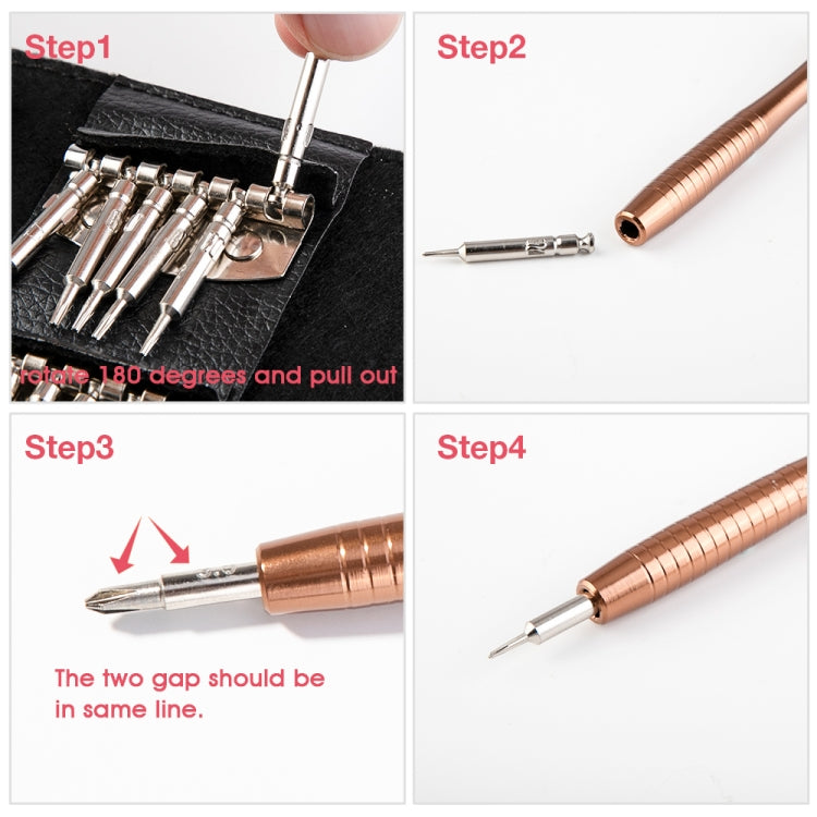 Magnetic suction 27 in 1 portable wallet type screw driver set mobile phone tablet maintenance tool, 27 in 1