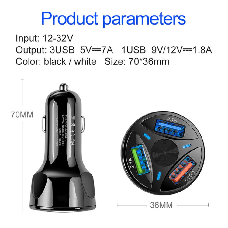 QC3.0 3 USB 35W High Power Vehicle Charger / Mobile Phone Tablet Universal Vehicle Charger