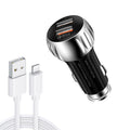 YSY-310QC18W QC3.0 Dual Port USB Car Charger + 3A USB to 8 Pin Data Cable, Cable Length: 1m, YSY-310QC18W with 8 Pin Cable, with 8 Pin Cable