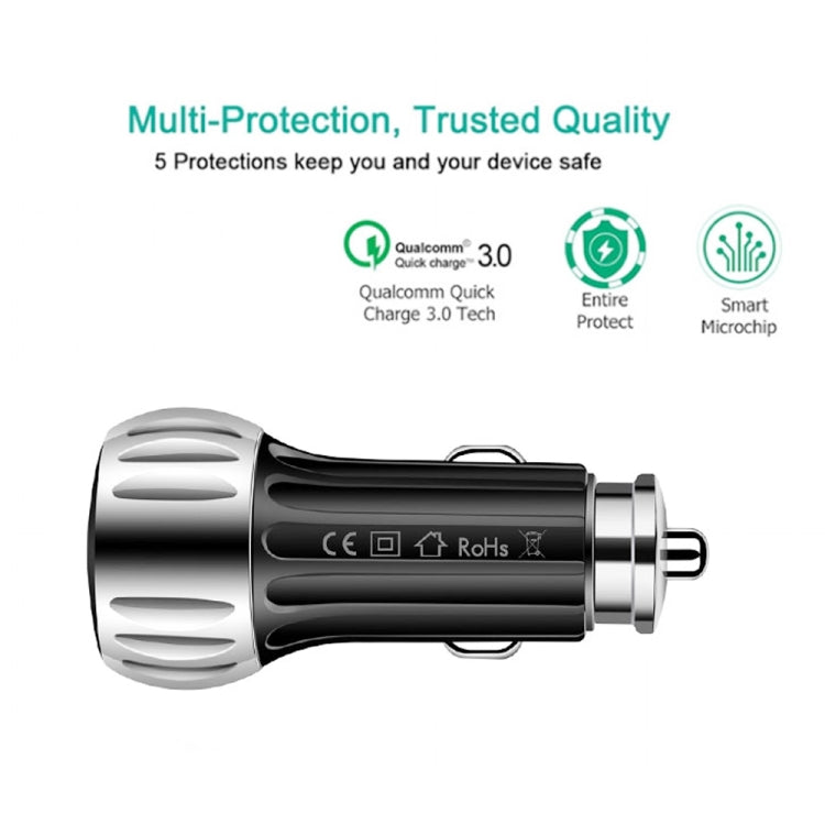 YSY-310QC18W QC3.0 Dual Port USB Car Charger + 3A USB to 8 Pin Data Cable, Cable Length: 1m, YSY-310QC18W with 8 Pin Cable, with 8 Pin Cable