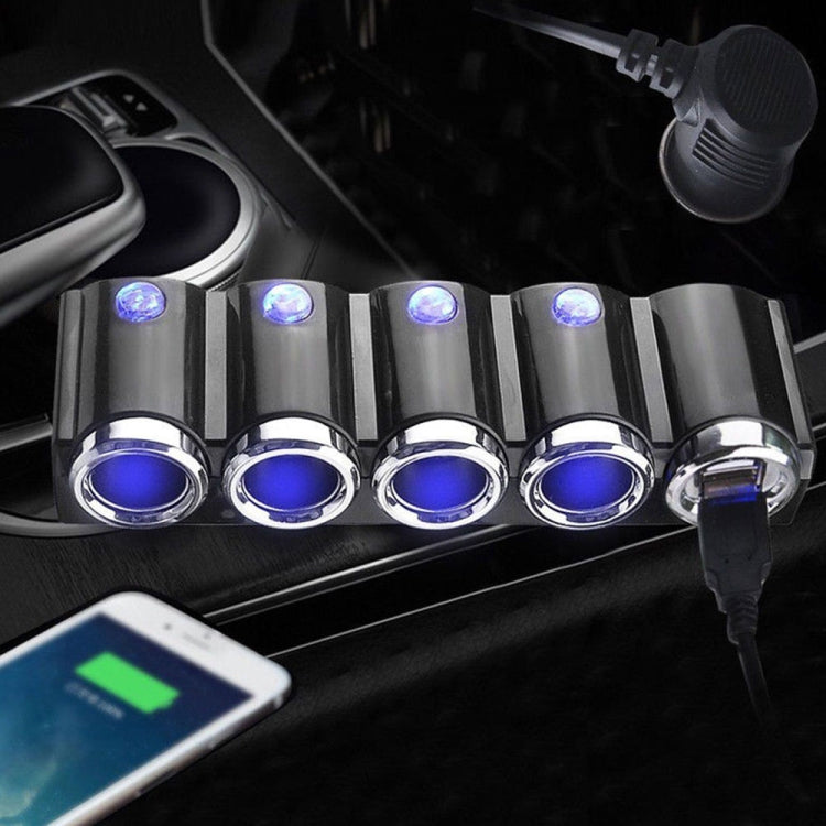4 Way Car Cigarette Lighter Socket Splitter Dual USB Port Car Charger Adapter, 4 Way
