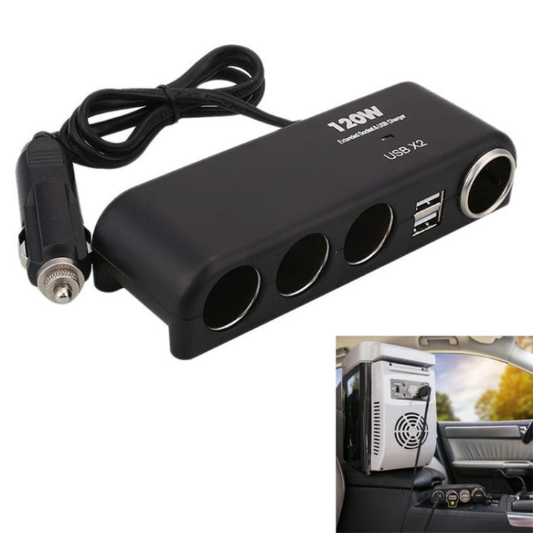 Car Charger Vehicle Auto Splitter Car Cigarette Lighter Socket & Dual USB Ports Socket Adapter, 4 Socket