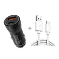 P21 Portable PD 20W + QC3.0 18W Dual Ports Fast Car Charger with USB to Micro USB Cable Kit, with USB Cable