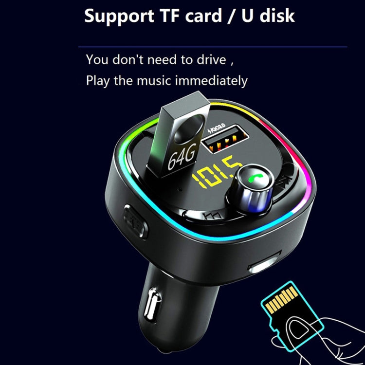 BT08D FM Transmitter Hands-free Car Kit MP3 Audio Player with QC3.0 + PD18W 5A Auto Fast Charger FM Modulator, BT08D