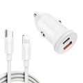 WKN-707 PD 20W USB-C / Type-C + QC 3.0 25W USB Mini Car Charger with USB-C / Type-C to 8 Pin Data Cable, Cable Length: 1m