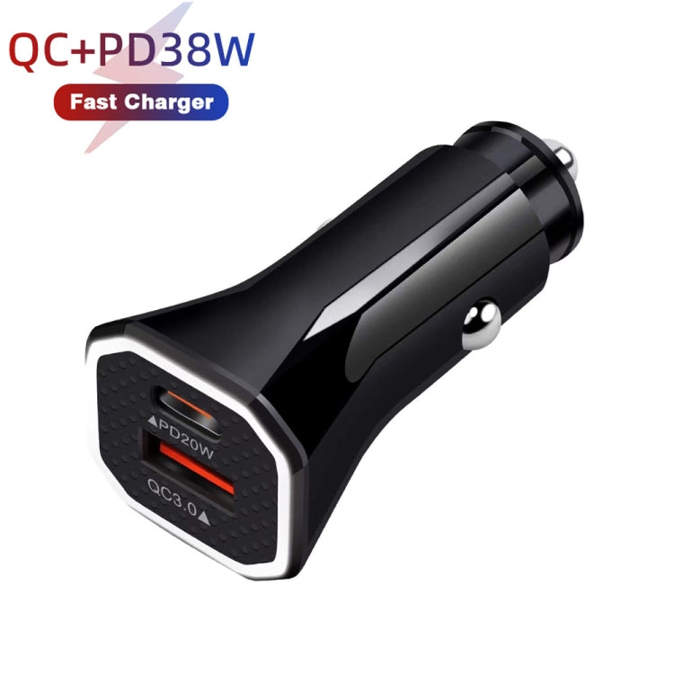 TE-P22 38W PD USB-C / Type-C + QC3. 0 USB Car Charger with 1m USB to 8 Pin Data Cable, with 8 Pin Cable
