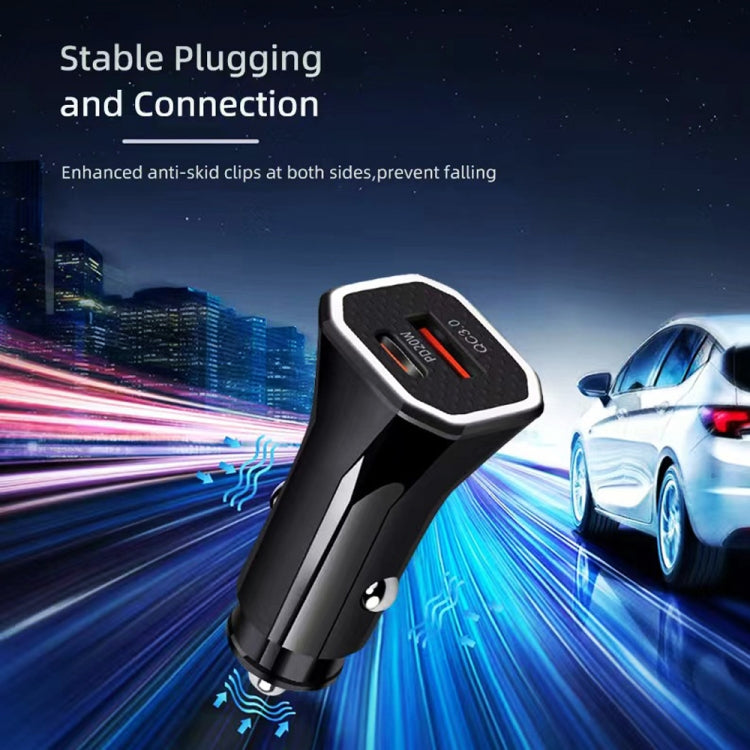 TE-P22 38W PD USB-C / Type-C + QC3. 0 USB Car Charger with 1m USB to 8 Pin Data Cable, with 8 Pin Cable