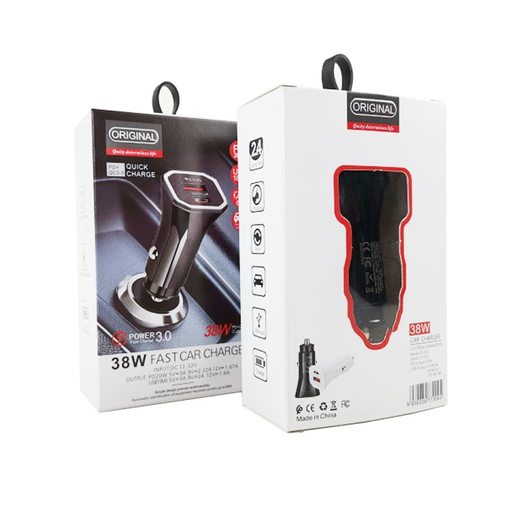 TE-P22 38W PD USB-C / Type-C + QC3. 0 USB Car Charger with 1m USB to Micro USB Data Cable, with Micro USB Cable