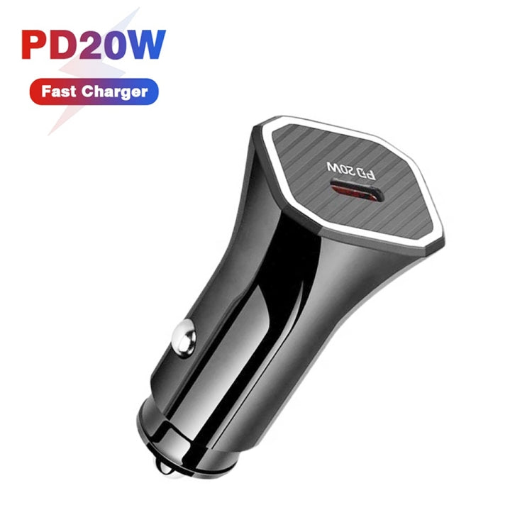 TE-P2 PD20W USB-C / Type-C Car Charger with Type-C to Type-C Data Cable, Type-C to Type-C Data Cable (Black), Type-C to Type-C Data Cable (White)
