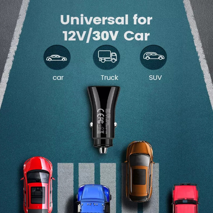 TE-P2 PD20W USB-C / Type-C Car Charger with Type-C to Type-C Data Cable, Type-C to Type-C Data Cable (Black), Type-C to Type-C Data Cable (White)