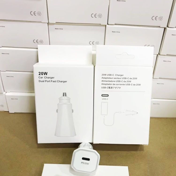 TE-P2 PD20W USB-C / Type-C Car Charger with Type-C to Type-C Data Cable, Type-C to Type-C Data Cable (Black), Type-C to Type-C Data Cable (White)