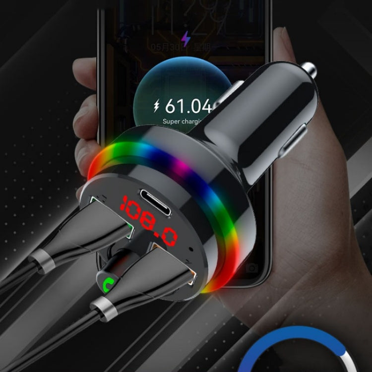 PDF17 Car Bluetooth 5.0 Charger FM Transmitter Type-C Dual USB MP3 Music Player, PDF17