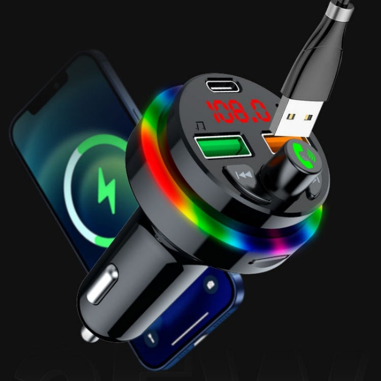 PDF17 Car Bluetooth 5.0 Charger FM Transmitter Type-C Dual USB MP3 Music Player, PDF17