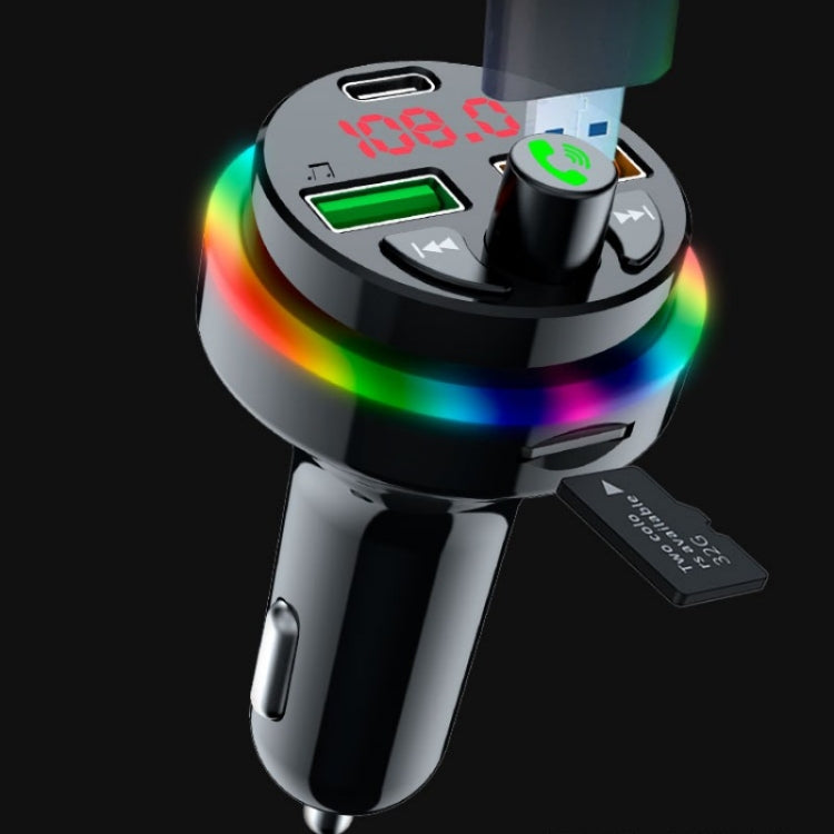PDF17 Car Bluetooth 5.0 Charger FM Transmitter Type-C Dual USB MP3 Music Player, PDF17