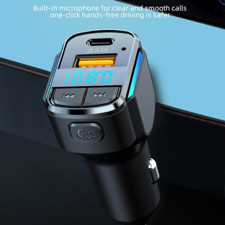 C34 Car Bluetooth 5.0 Charger FM Transmitter Cigarette lighter MP3 Music Player, C34