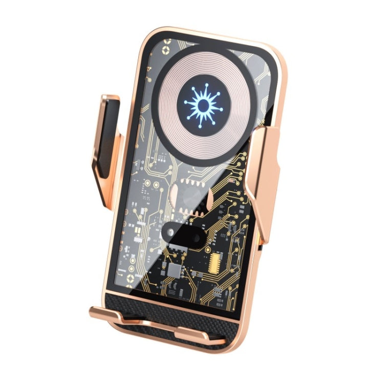 C10 Car Navigation Infrared Sensor Transparent Wireless Charger 15W Fast Charger Phone Stand, C10 (Golden), C10 (Gray), C10 (Blue)