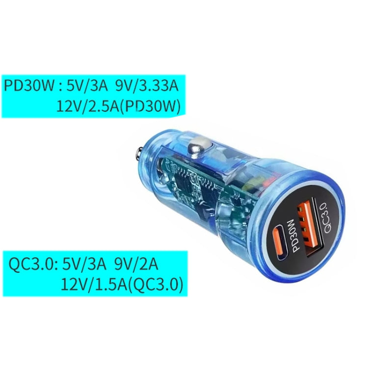 P35 48W PD30W+QC3.0 18W USB Transparent Car Quick Charge, P35 (Transparent), P35 (Transparent Blue)