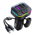 K12 With Type-C / 8-Pin Charging Cable Phone Fast Charging Adapter 2 USB + 1 Type-C PD Car Charger, K12
