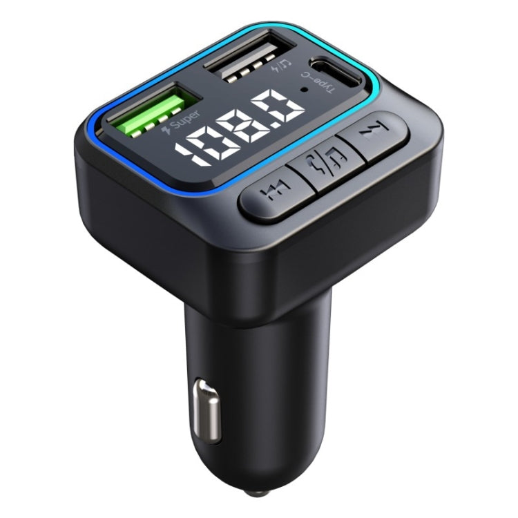 C40 Type-C + Dual USB QC3.0 Car Charger Bluetooth Hands-free Call Adapter Car MP3 Music Player, C40
