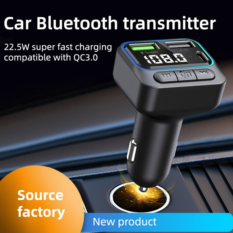 C40 Type-C + Dual USB QC3.0 Car Charger Bluetooth Hands-free Call Adapter Car MP3 Music Player, C40