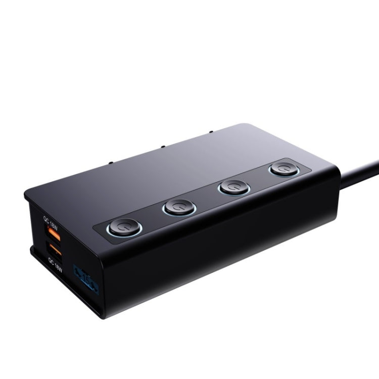 TR-54 9 In 1 Multi Ports PD+QC3.0 USB Car Charger Device 3 Socket Cigarette Lighter Splitter, TR-54