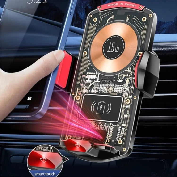 A6 Car Automatic Clamping Phone Holder 15W Magnetic Wireless Charger, A6 (Red), A6 (Orange), A6 (Black)