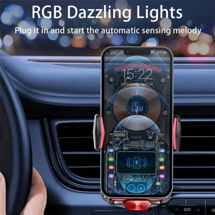 A6 Car Automatic Clamping Phone Holder 15W Magnetic Wireless Charger, A6 (Red), A6 (Orange), A6 (Black)
