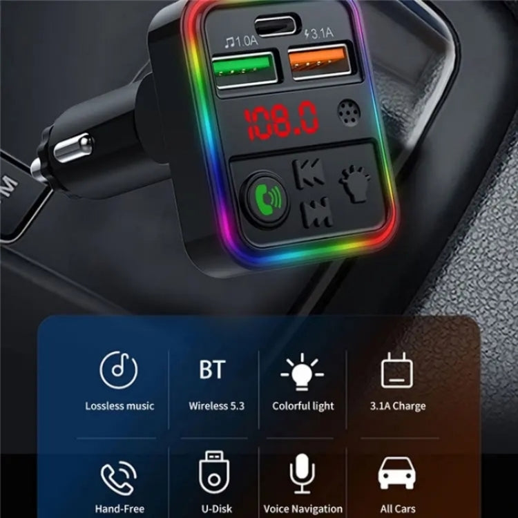 P18 Double USB Cigarette Lighter Bluetooth Car MP3 Music Player Hands-Free Calling Car Audio Device, P18