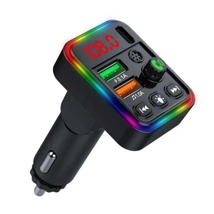 P19 Support U Disk Wireless 7-Colors LED Backlit Car MP3 Hands-Free Bluetooth Calling Car Audio Charger, P19