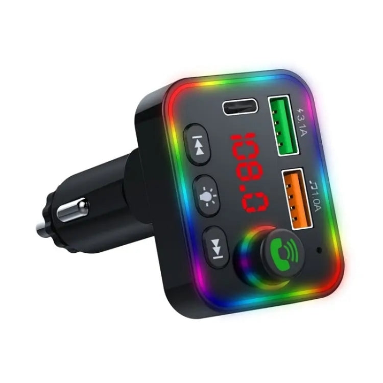 P4 Car FM Transmitter PD Fast Charger Car Charger Support U Disk Bluetooth Hands-free Calling, P4