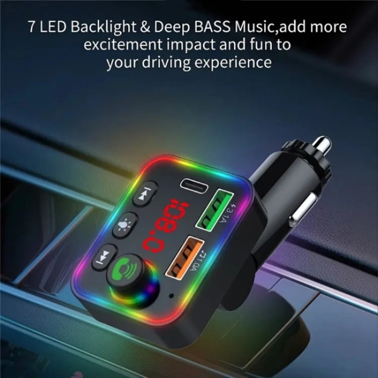 P4 Car FM Transmitter PD Fast Charger Car Charger Support U Disk Bluetooth Hands-free Calling, P4